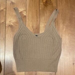 SWS Women's Knit Crop Tank Top - Taupe